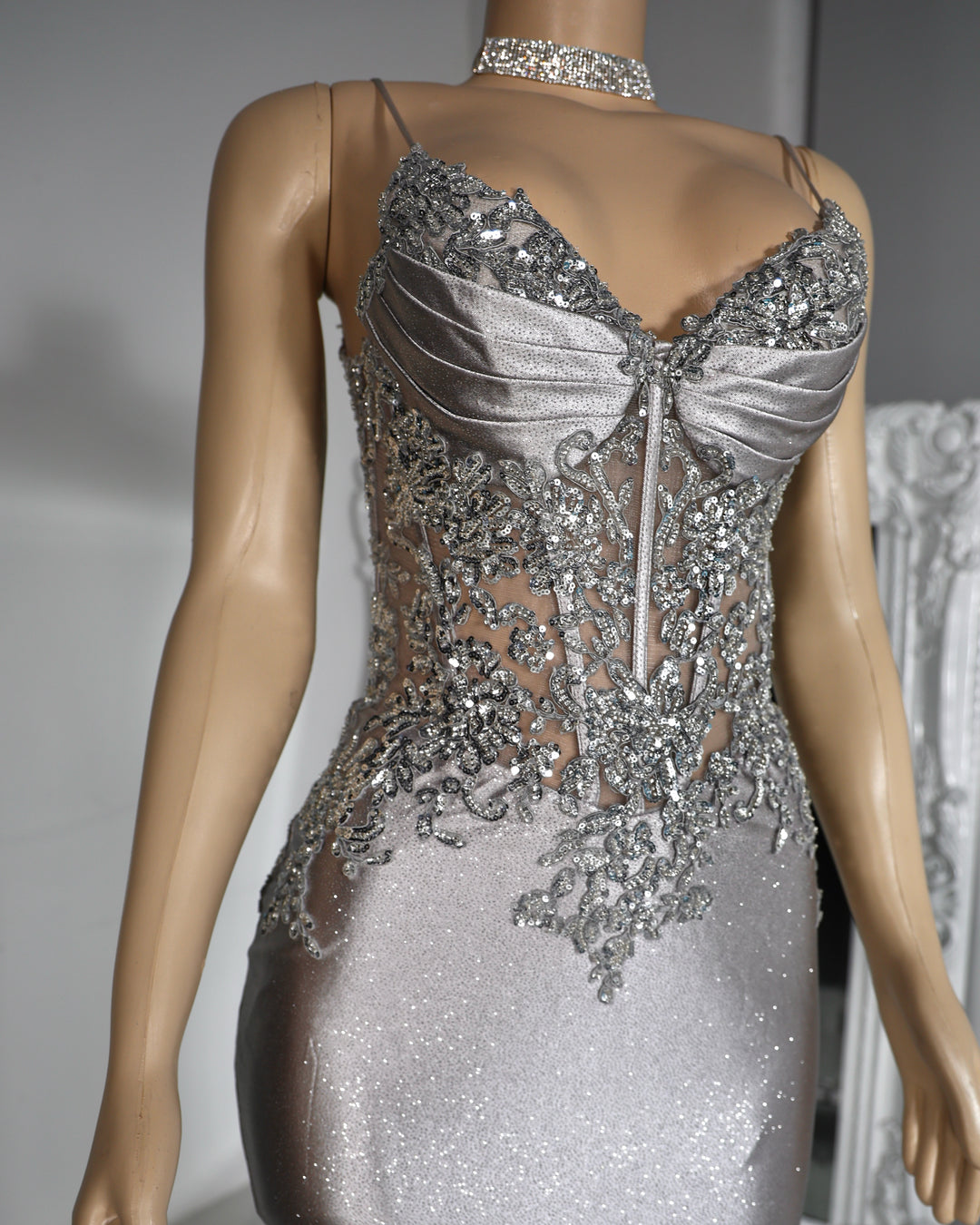 The Gia Glitter Lace Gown