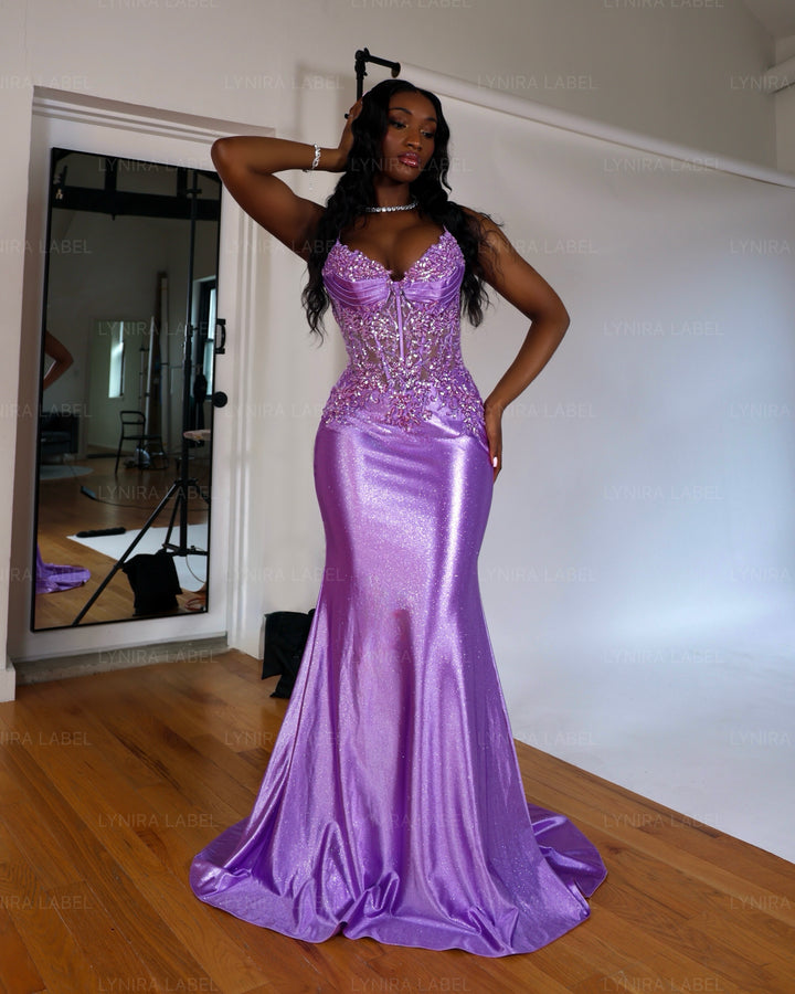 The Gia Glitter Lace Gown