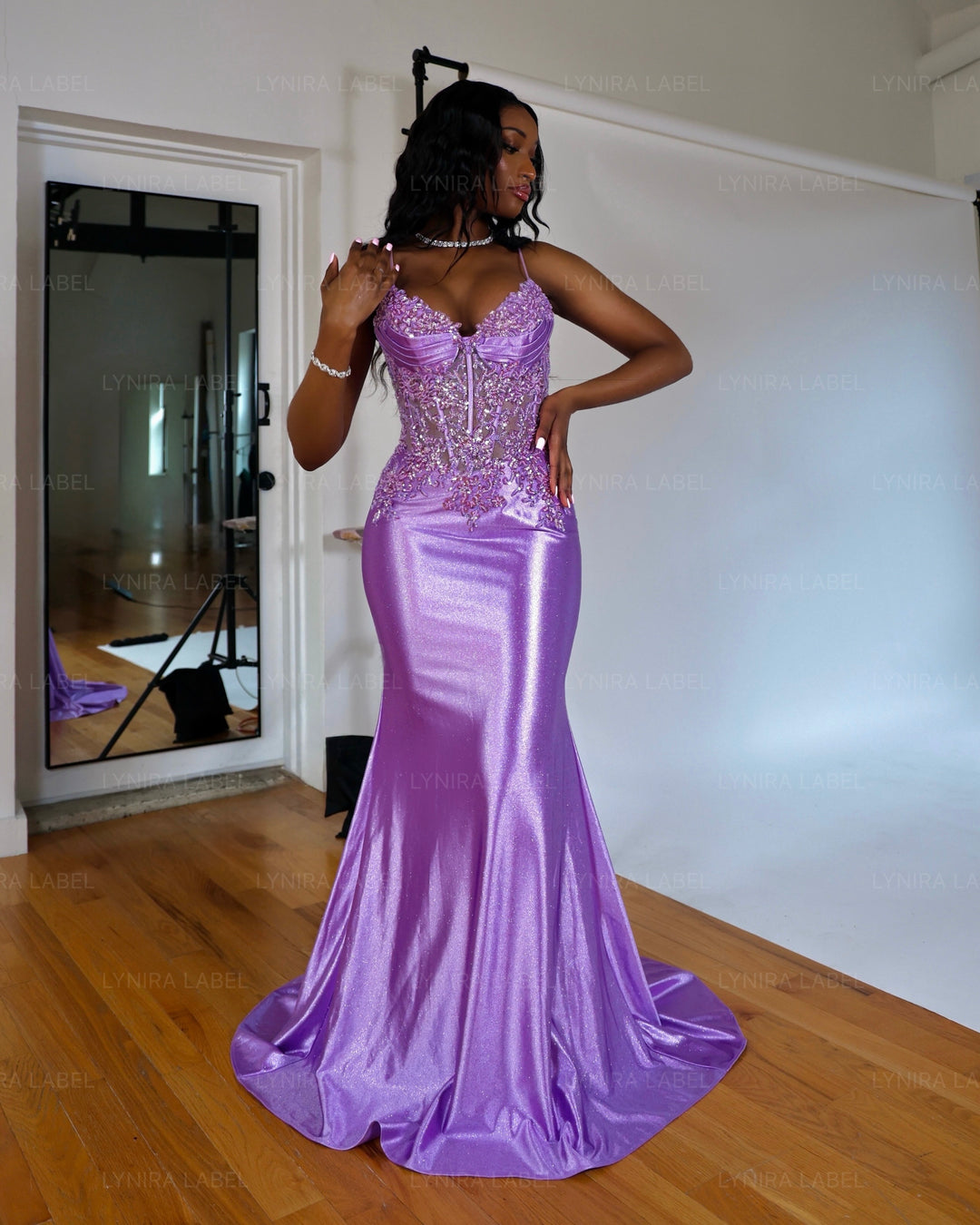 The Gia Glitter Lace Gown