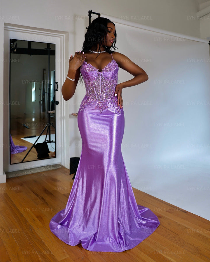 The Gia Glitter Lace Gown