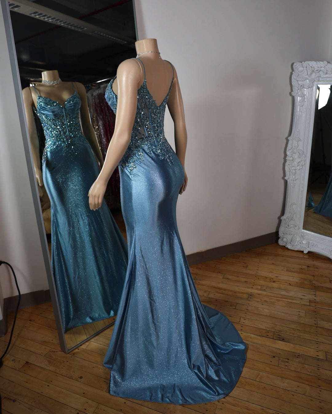 The Gia Glitter Lace Gown