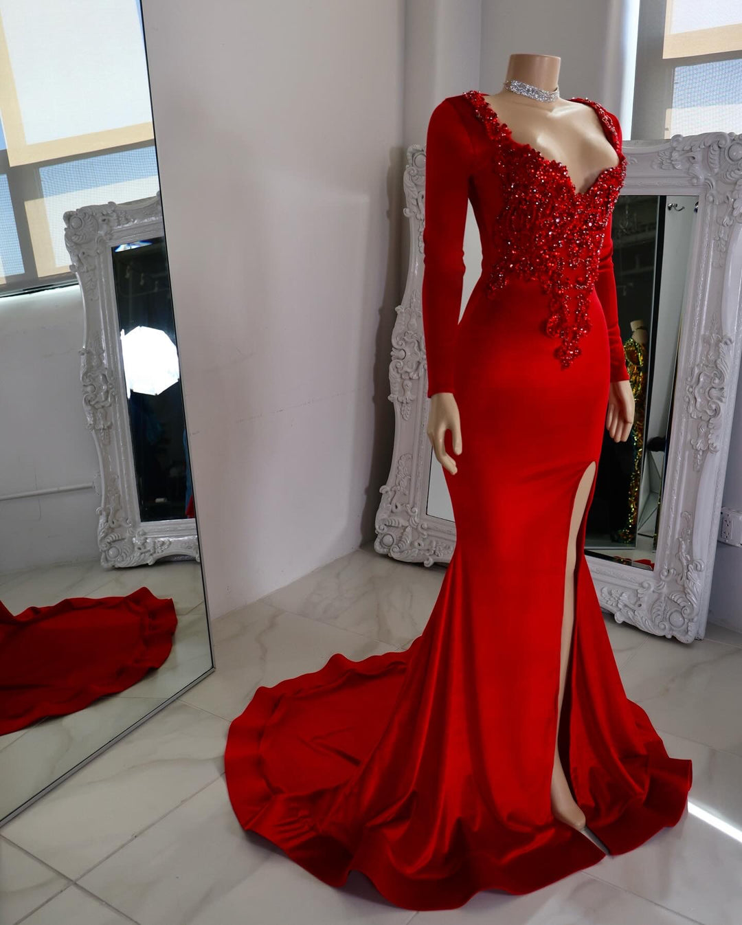 Party Formal Jumpsuit Detachable Skirt Long Sleeve Full Skirt Red Dress Luxurious Womens Evening Dresses Red Party Formal Jumpsuit Detachable Skirt Long Sleeve Full Skirt Red Dress Luxurious Womens Evening Dresses Red