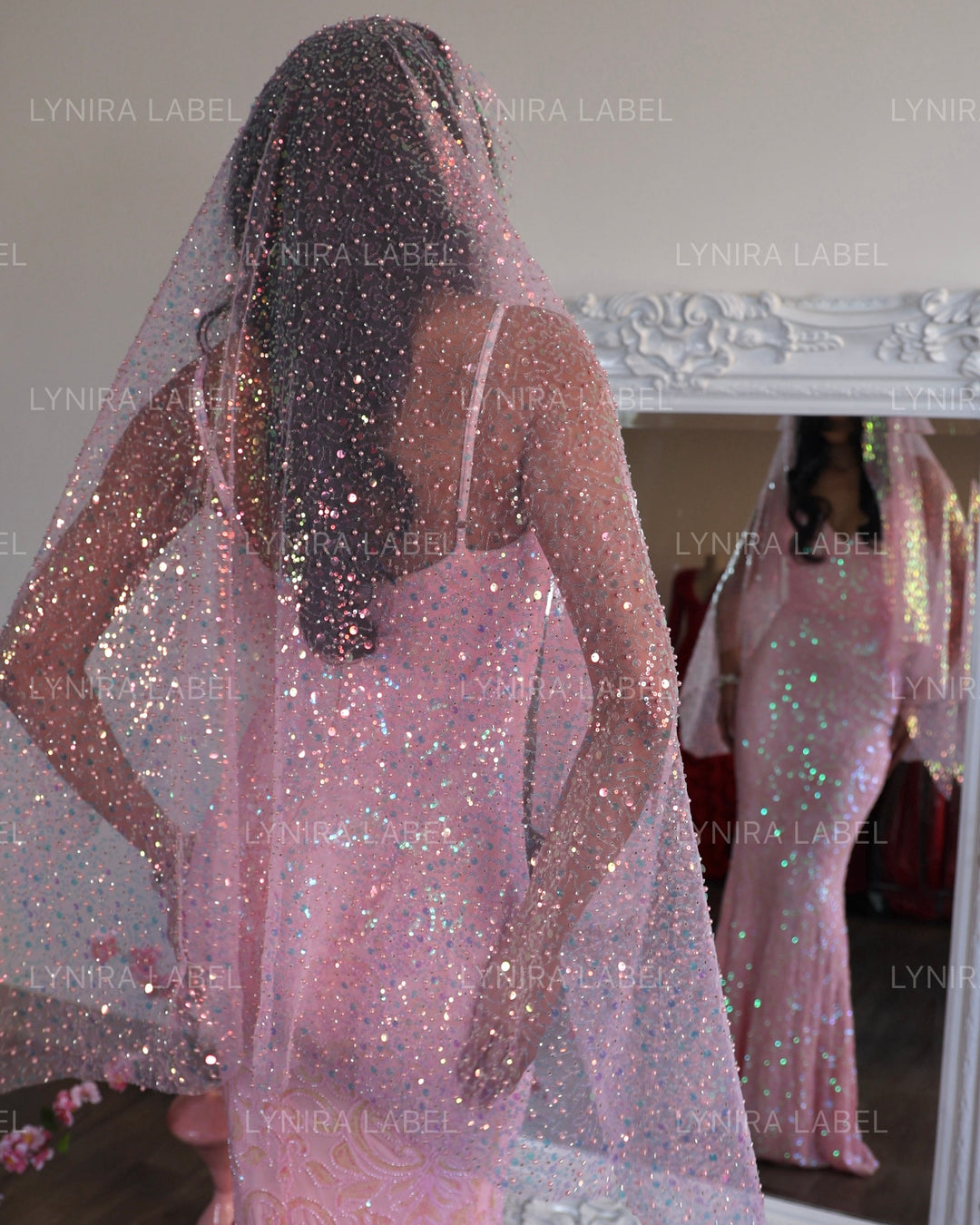 Sparkly Beaded Sequin Veil- 14 colors & 6 Lengths