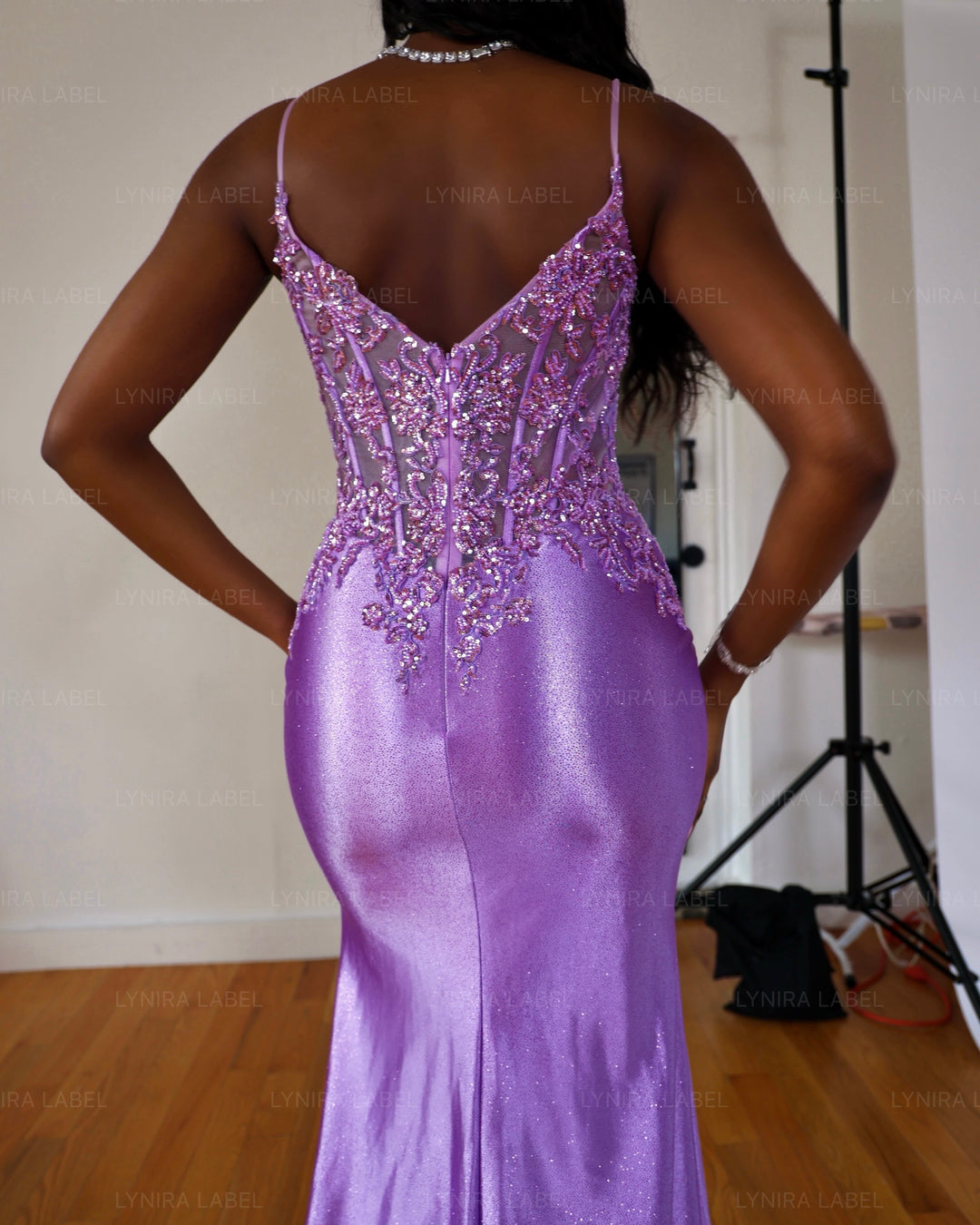 The Gia Glitter Lace Gown