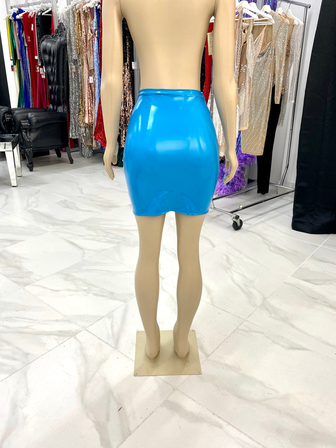 Turquoise Vinyl Skirt
