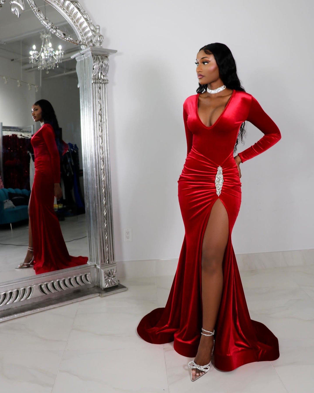 velvet gown dress design Nicoletta NC1084
