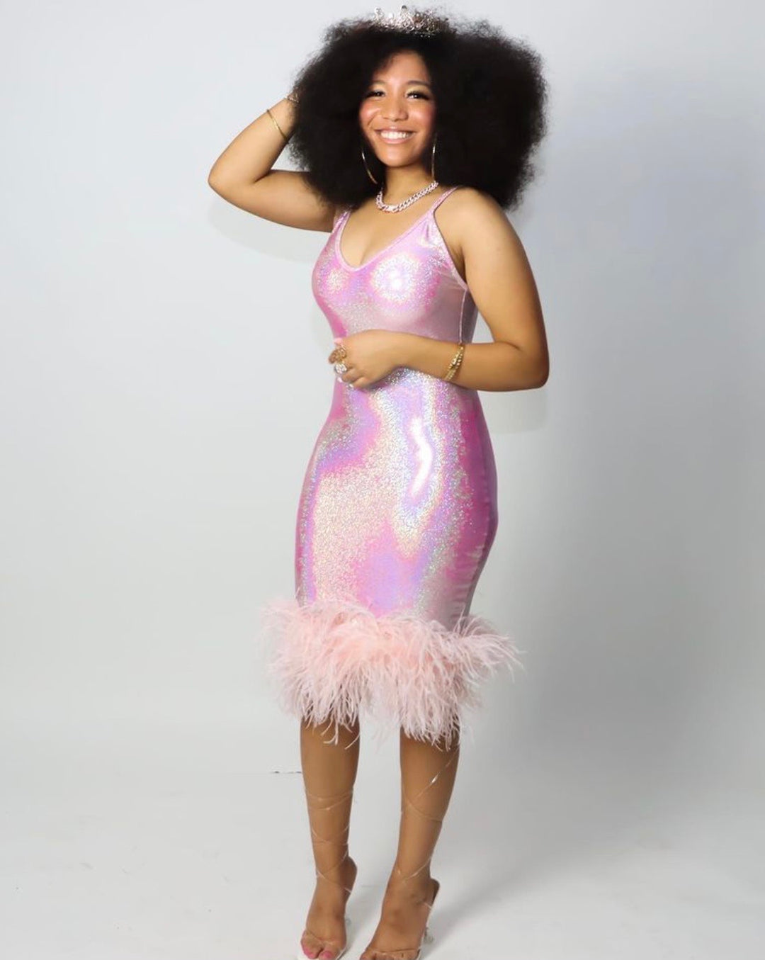 pink hologram dress pink holographic dress