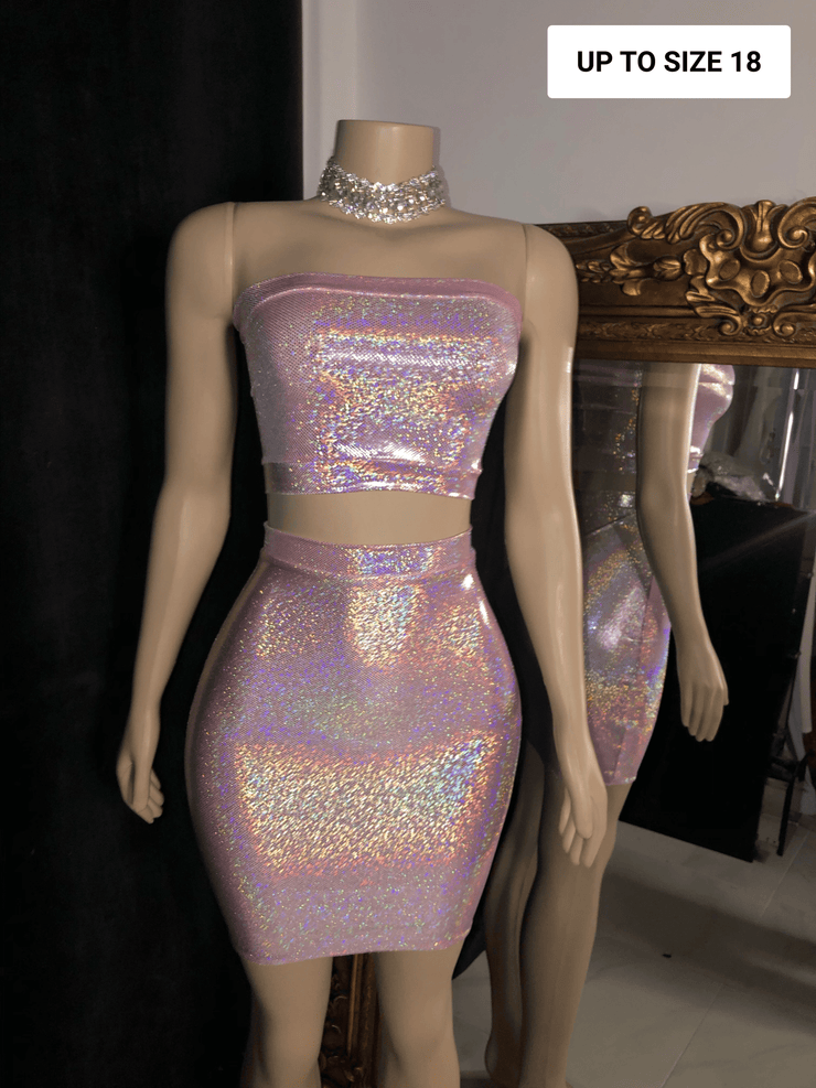 The ALEX Hologram skirt Set